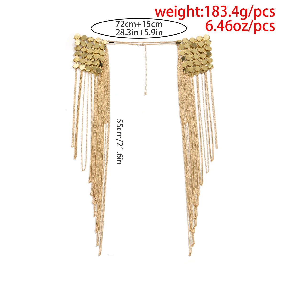 IngeSight.Z Gold Color Metal Chain Sequins Shoulder Body Chain for Women Punk Sexy Harness Tassel Epaulette Shoulder Tops Chain 250303