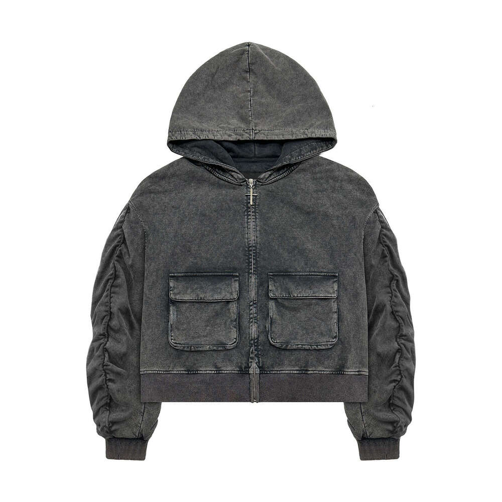 2025 New Hoodie Y2k Gray Vintage Street Fashion Brand Men's And Women's Hooded Cardigan Jacket