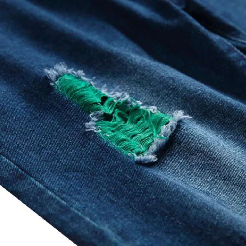 2025 Fashion Original Designer High-quality Men s Wavy Slim Fit Black Blue Denim Pants Men's Jeans Worn out Street Hip hop Casual Pants