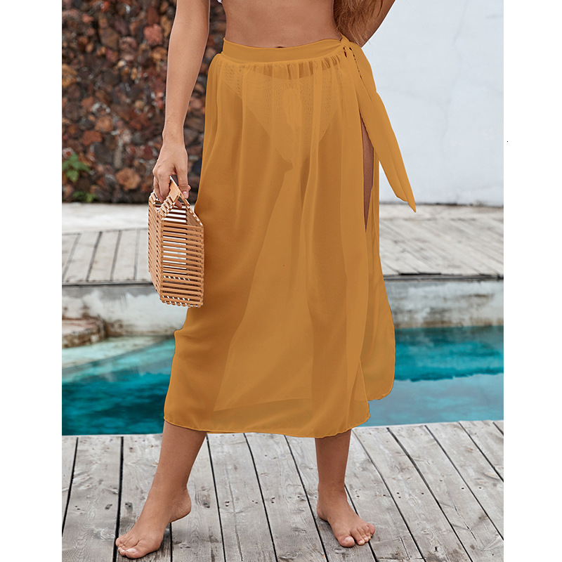 Summer New Vacation Perspective High Strap Skirt, Shrinking Waist To Show Thinning, Sexy Sunscreen Beach Skirt