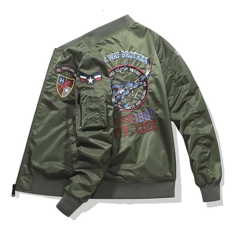 Ma-1 American Style Work Pilot Men's Autumn/Winter Thickened Baseball Jacket, Trendy,Men's Helicopter Embroidered Jacket