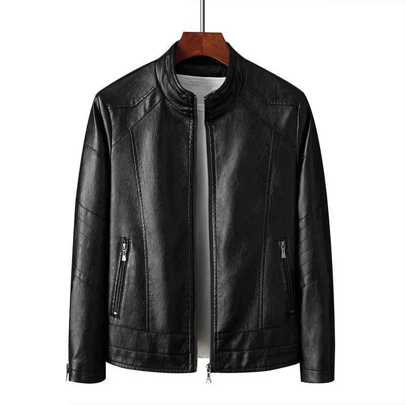 Stand Collar Mens Fashion Leather Jacket Slim Fit Casual Business Leather Jacket Mens Leather Jacket Top Clothing Trend JacketT250311