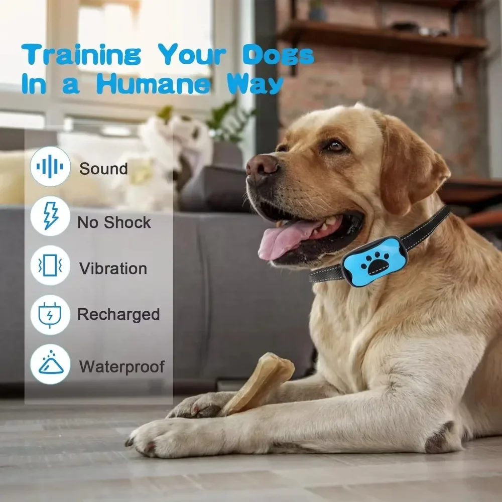 Electric Dog Training Collar Waterproof Dog Bark Collar USB Rechargeable Anti Barking Device Pet Dogs Accessories