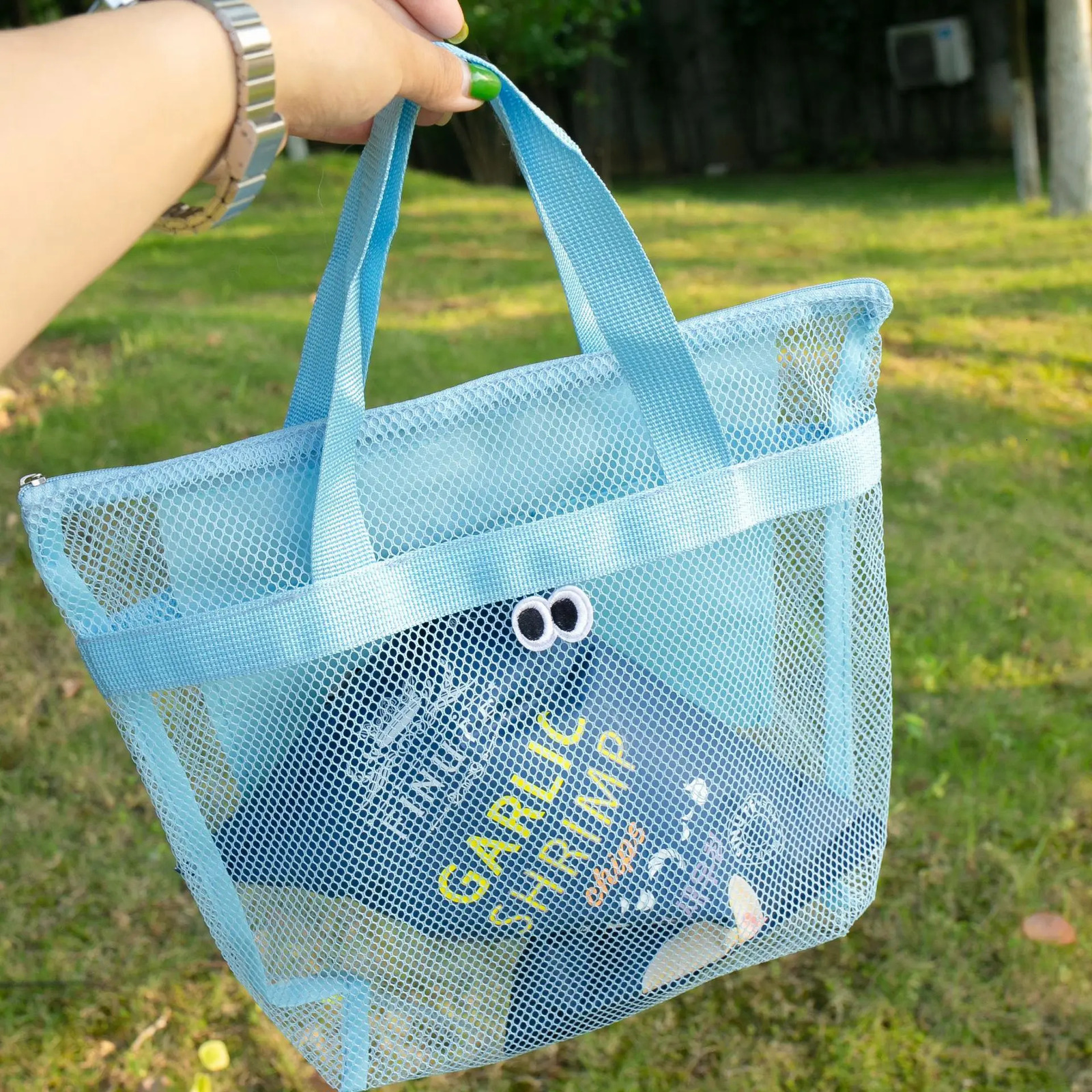 Mesh Large Capacity Makeup Storage Bag Handbags Portable Travel Transparent Waterproof Summer Beach Bag Cosmetic Organizer Pouch R250311
