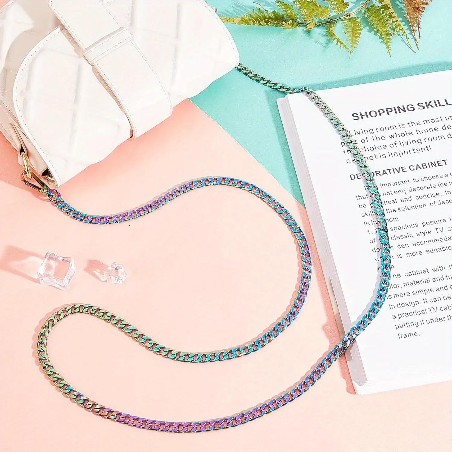Rainbow Purse Chain Straps Flat Strap Replacement Colorful Handbag Accessories for Crossbody Shoulder Bag 250311