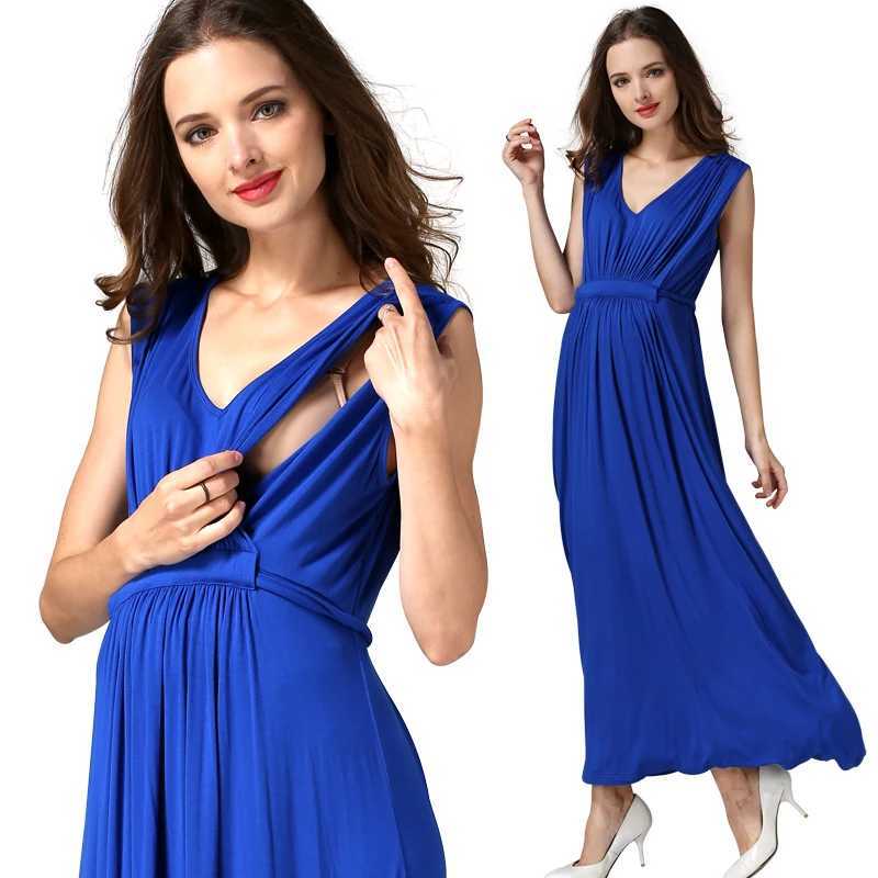 Emotion Moms Womens Long Summer Party Evening Dresses Maternity Breastfeeding Dress Pregnancy Dresses for Pregnant WomenT250311