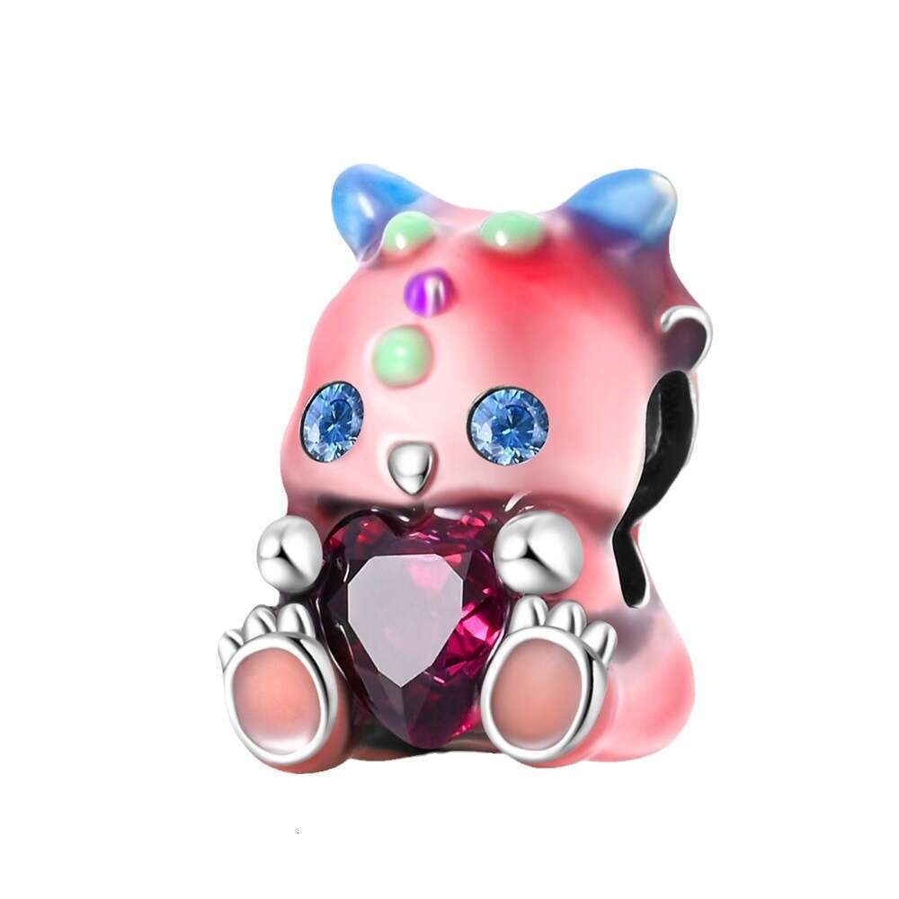 Hot Selling New Cartoon Blessing Series 925 Silver Charms Lucky Black Cat Squirrel Little Lamb Dragon Treasure Charm bead fit bracelet DIY for women J