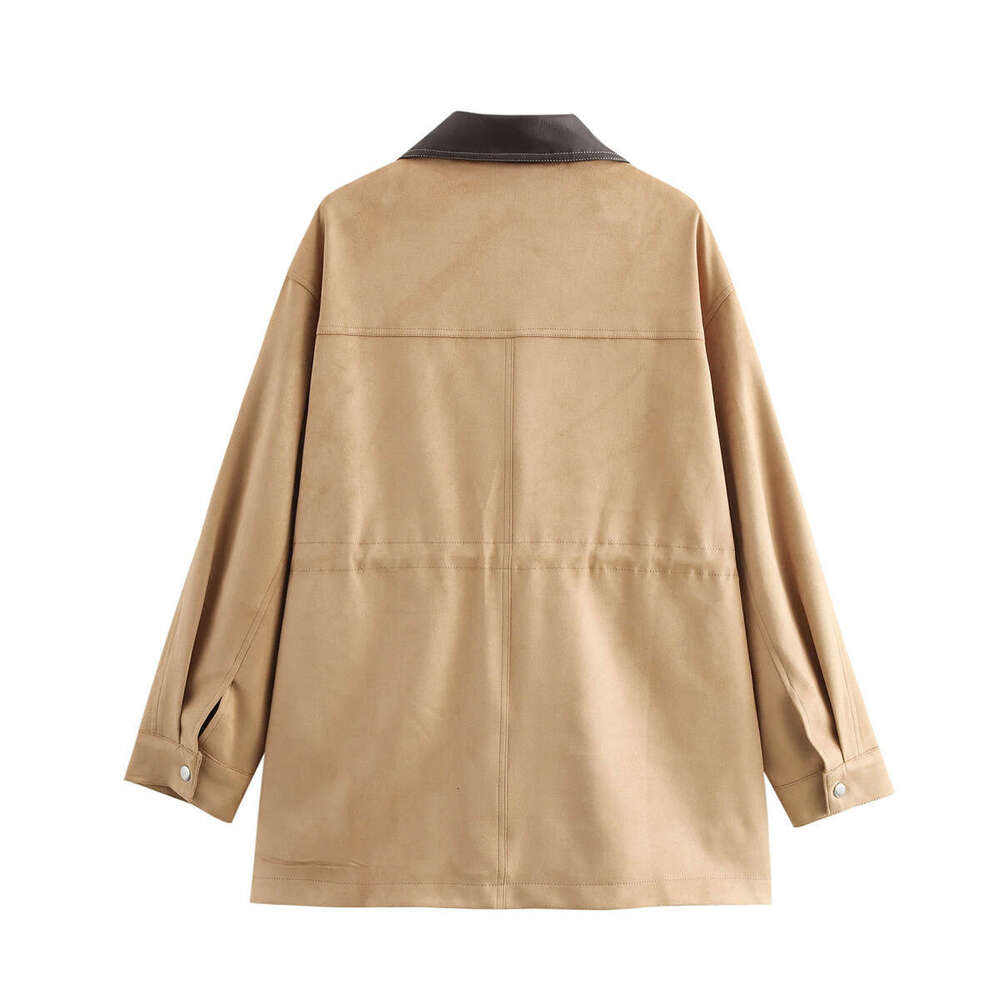 2024 Autumn And Winter New Style Women's Clothing Lapel Large Pocket Suede Warm Jacket For Women