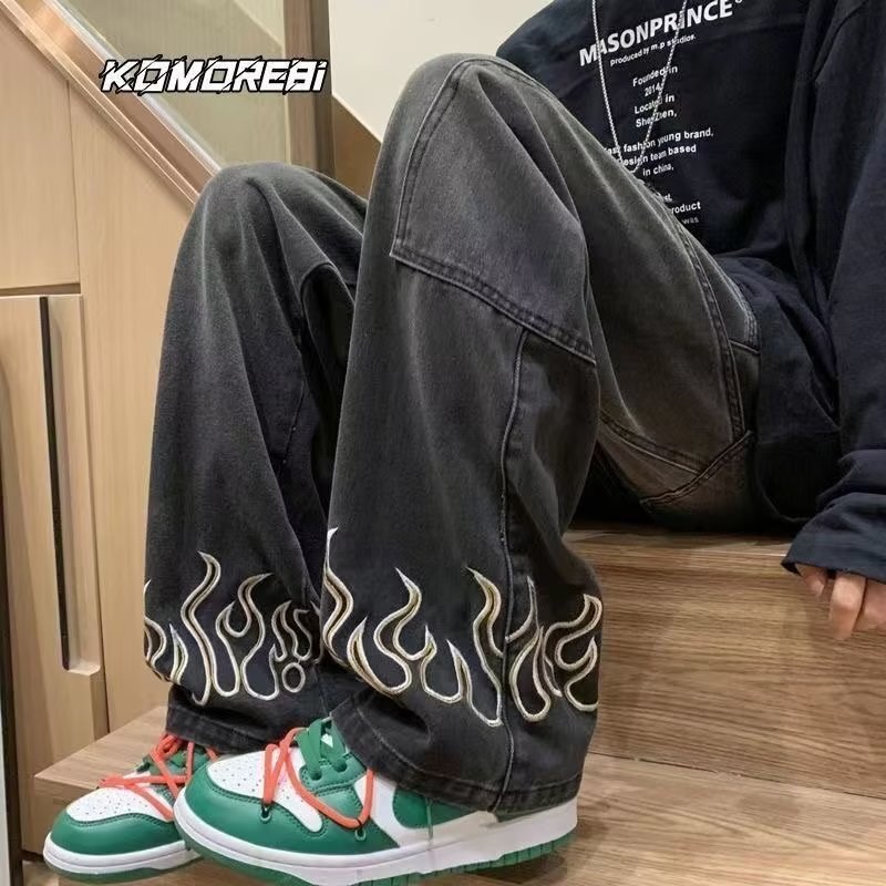 2025 Men s Summer New Micro Elastic Loose Straight Zipper Mid Waist Fashion Designer Youth Trendy Washed Jeans Outdoor Casual Sports Skateboarding Pan