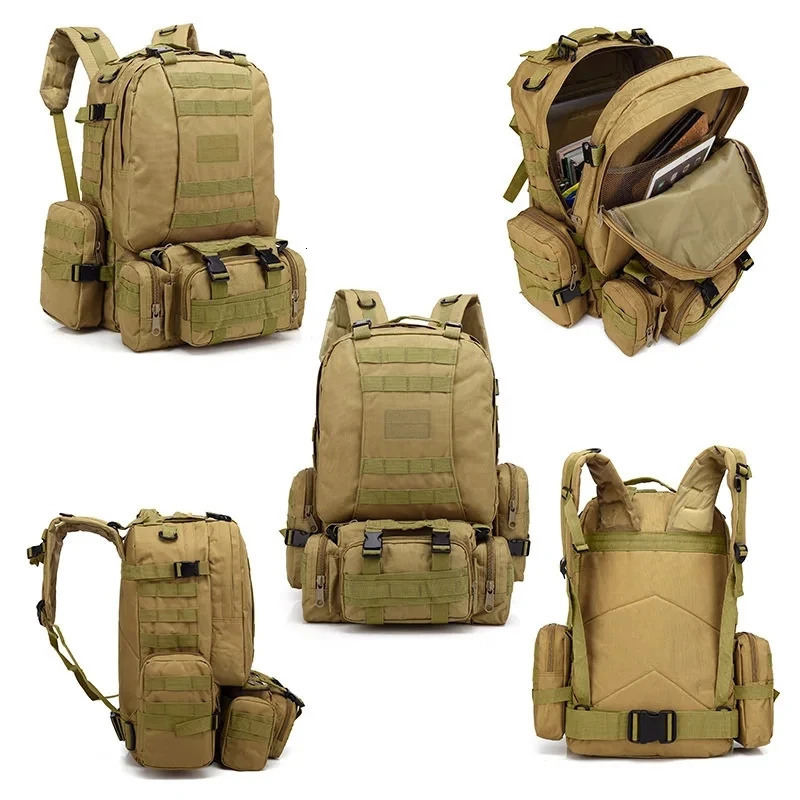 55L Tactical Backpack Trekking Hiking Bag Men Rucksack Outdoor Sport 3 Days Camping Hiking Travel Climbing Backpack Mochila 250305