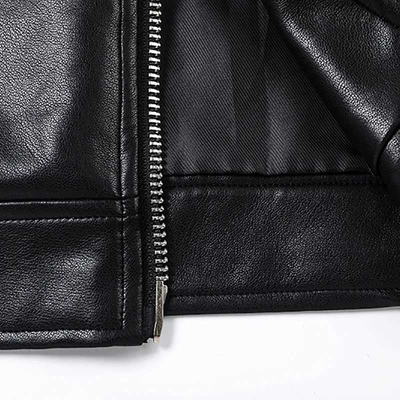 Mens Short Moto Leather Jacket. Solid Color Loose Fit with Metal Double-headed Zipper. Casual PU Leather Jacket.T250311