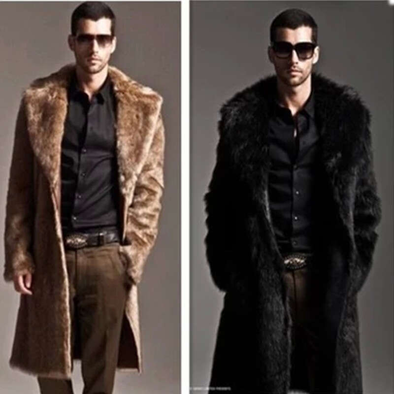 Autumn New Fox Sleeved Men's Long Faux Fur Coat, Cool Trendy, Warm And Fashionable In Winter