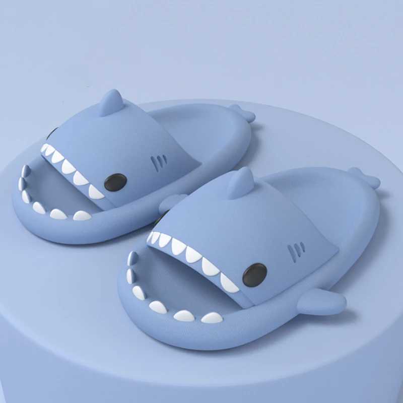 Pallene 2024 New Kids Shark Slippers Fashion Children Cartoon Slippers Girls Boys Home Non-slip Soft Sandal Outdoor Beach SlidesT250311