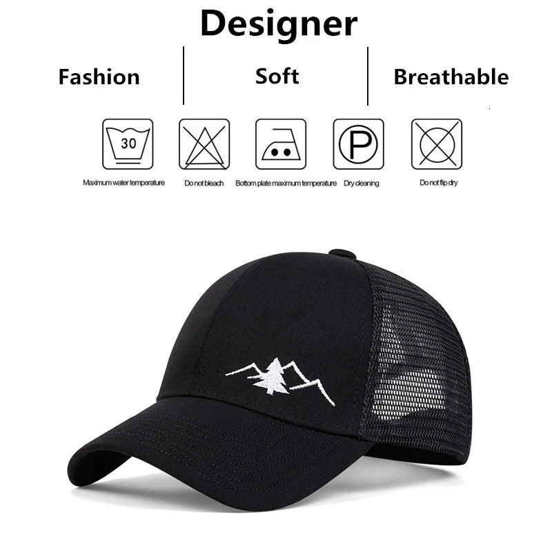 Neutral casual baseball cap sports snap mountain embroidery hiphop summer breathable mesh 250311
