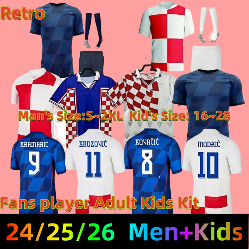 24 25 26 Croatia Soccer Jerseys 25 26 PERISIC MANDZUKIC MODRIC 2025 2026 Brekalo KOVACIC Men Kids Kit uniforms Fans Player version Retro 1998 Croacia Football Shirt