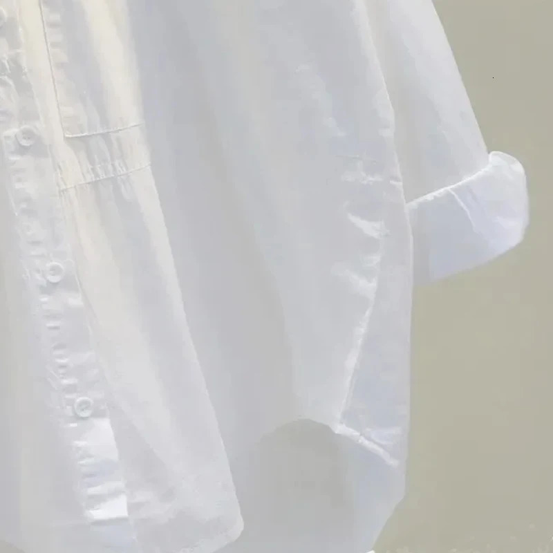 Long Sleeve White Women Shirt Spring Casual Loose Office Blouse Lady Tops Button Simple Woman Clothes Blouses 12616 250310