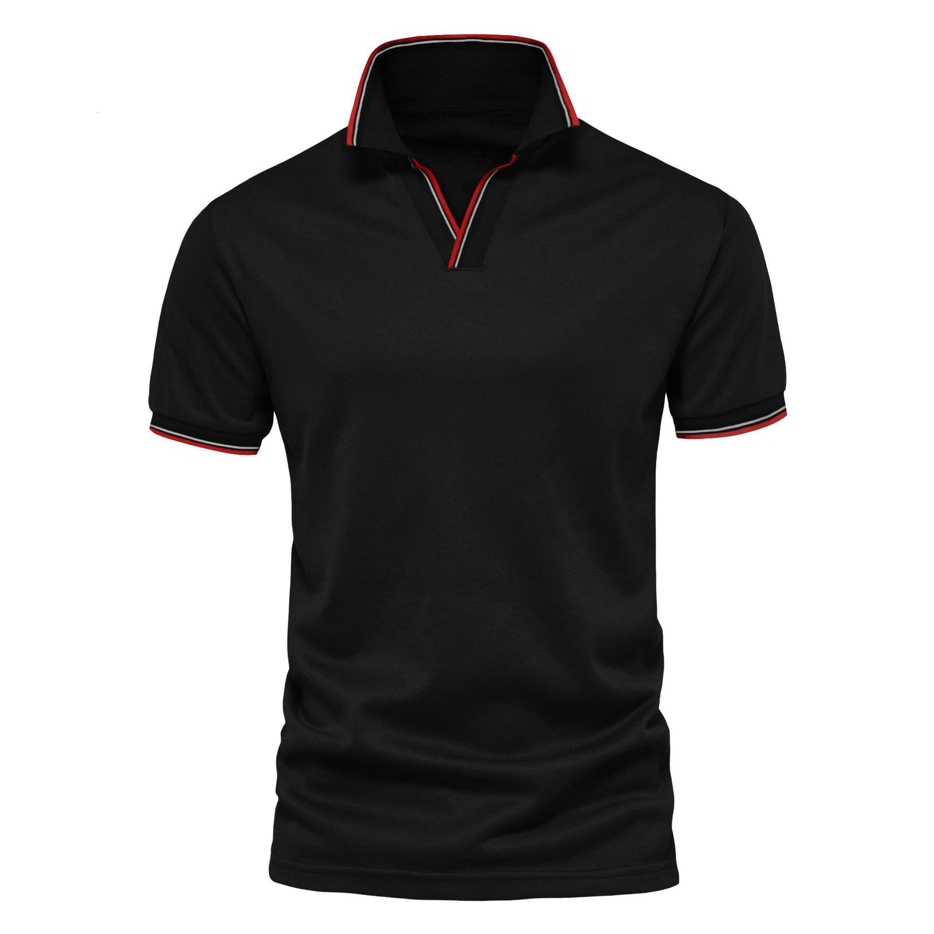 European Size Men's T-Shirt Spring/Summer fashion New Item Solid Color V-Neck Polo Shirt Short Sleeved Top For Men
