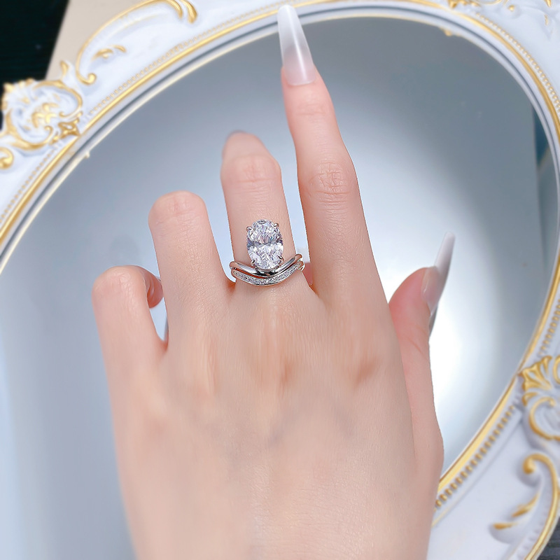 Choucong 2025 Sparkling Luxury Jewelry Real 100% 925 Sterling Silver Dove Egg Large Oval Cut White Moissanite Diamond Party Eternity Women Couple Ring