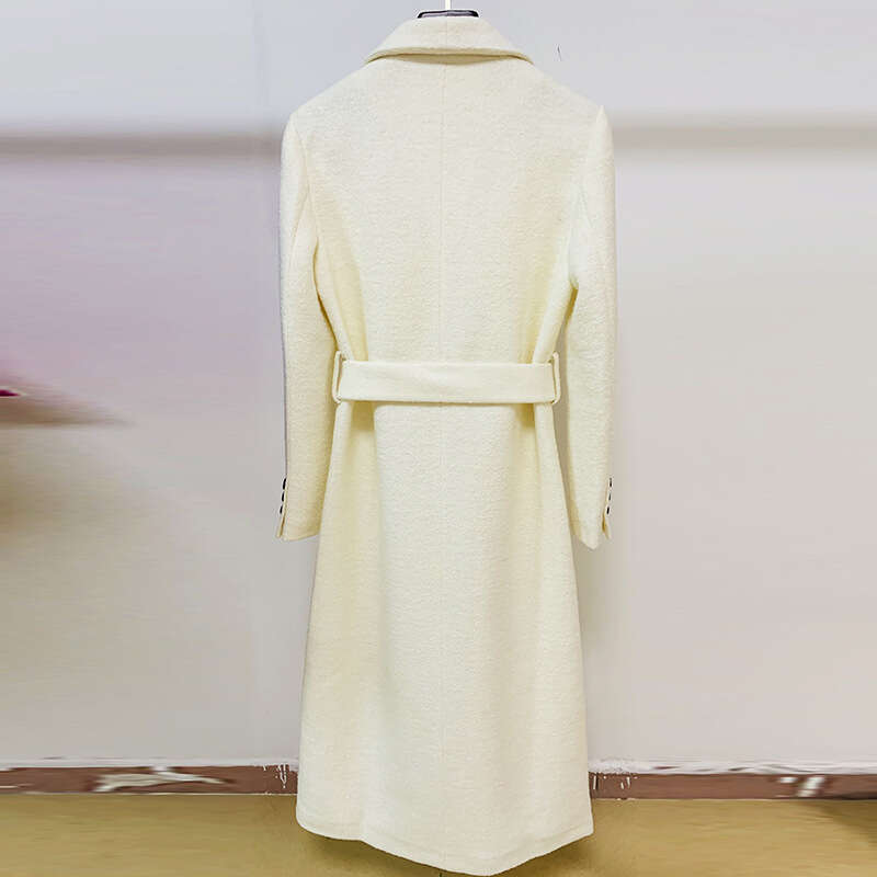 2025 Autumn Winter New Star Green Fruit Collar Belt With One Button Simple And Elongated Woolen Coat Jacket