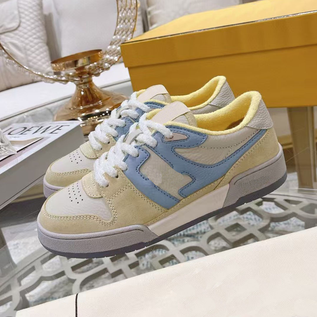 2025S designer men casual board internet famous women color blocked couple genuine leather thick soled white flat shoes sports