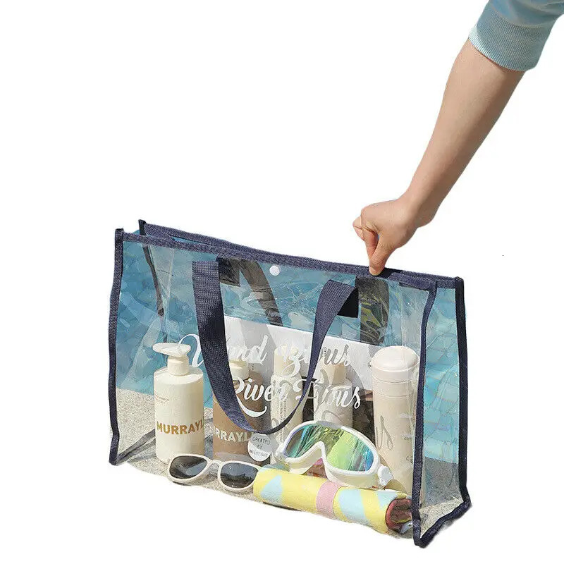Fashion Women Clear Tote Pvc Laser Waterproof Transparent Handbags Female Large Shopper Shoulder Bag Summer Beach Portable Pouch R250311
