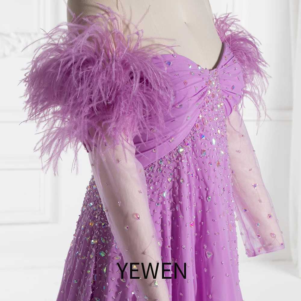 Elegant Off shoulder Maternity Dress for Photo Shoot Long Sleeve with Ostrich Feather YW240522 X250224