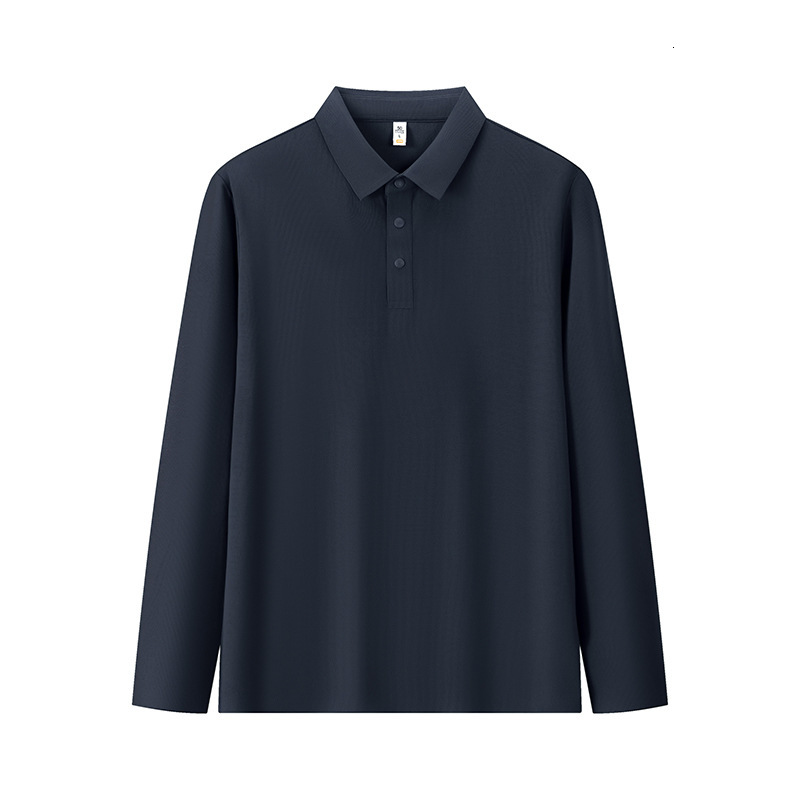 Long polo men's business casual thick solid color autumn and winter base shirt long sleeved lapel T-shirt men tracksuit