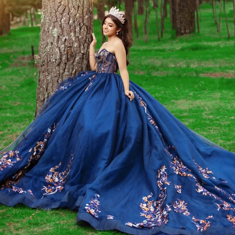Navy Blue Shiny Quinceanera Dresses Ball Gown Off The Shoulder Sequin Applique Lace Beads Tull With Cape Party Birthday Sweet 16 Dress Vestidos 15 De 