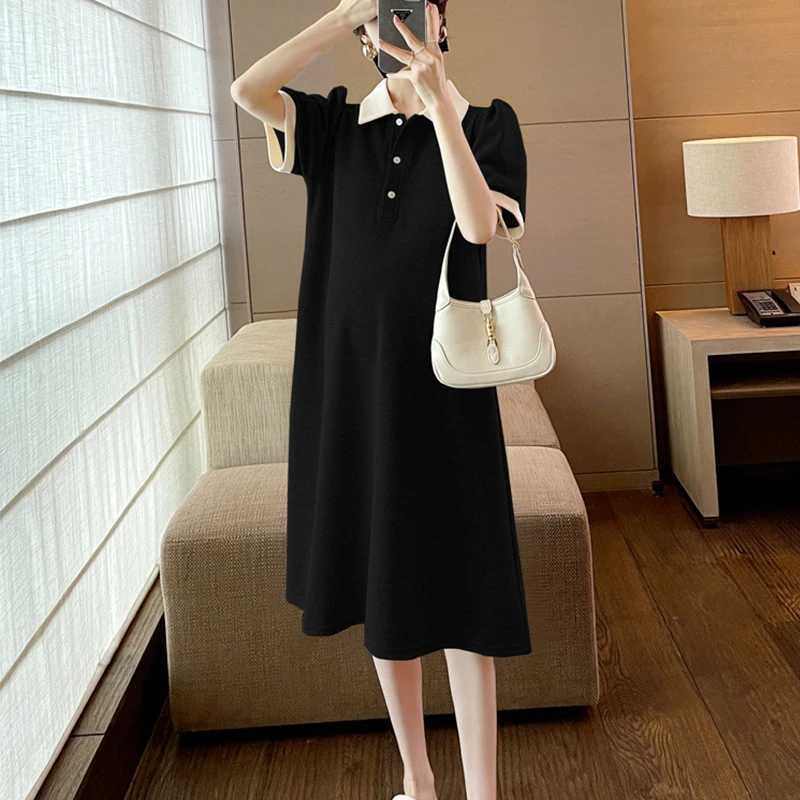 Autumn Korean Fashion Maternity Long Dress Elegant Ruffle O Neck A Line Clothes for Pregnant Women Pregnancy ClothingT250311