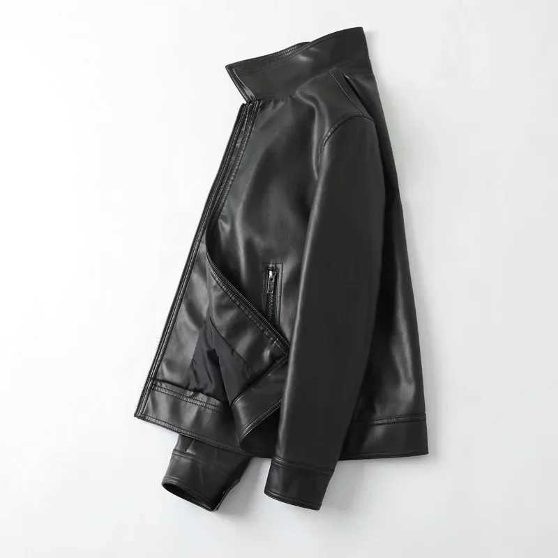 New Fashion Slim Fit Mens Leather Jacket Casual Style Spring Autumn Korean Version Youth Lapel Faux Leather Trendy Motorcycle JT250311