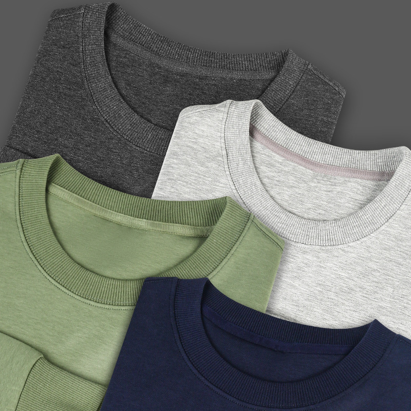 Long sleeved air layer hoodie for men's business leisure, solid color, thick autumn and winter new item, white T-shirt, round neck tracksuit