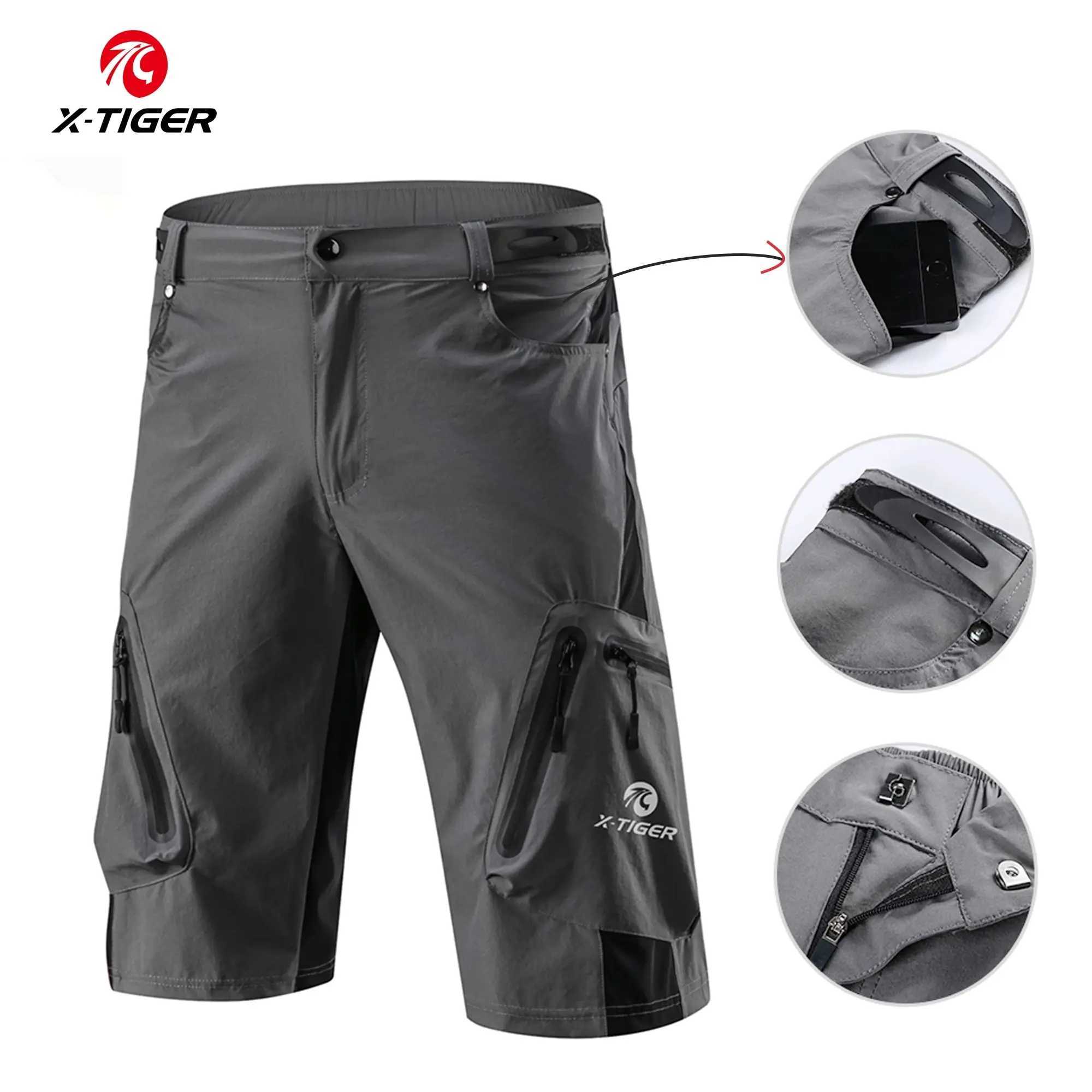 X-TIGER Mountain Bike Shorts Multi-Pockects Breathab Loose Riding Road MTB Shorts Outdoor Sports Waterproof Cycling PantsXJ250311