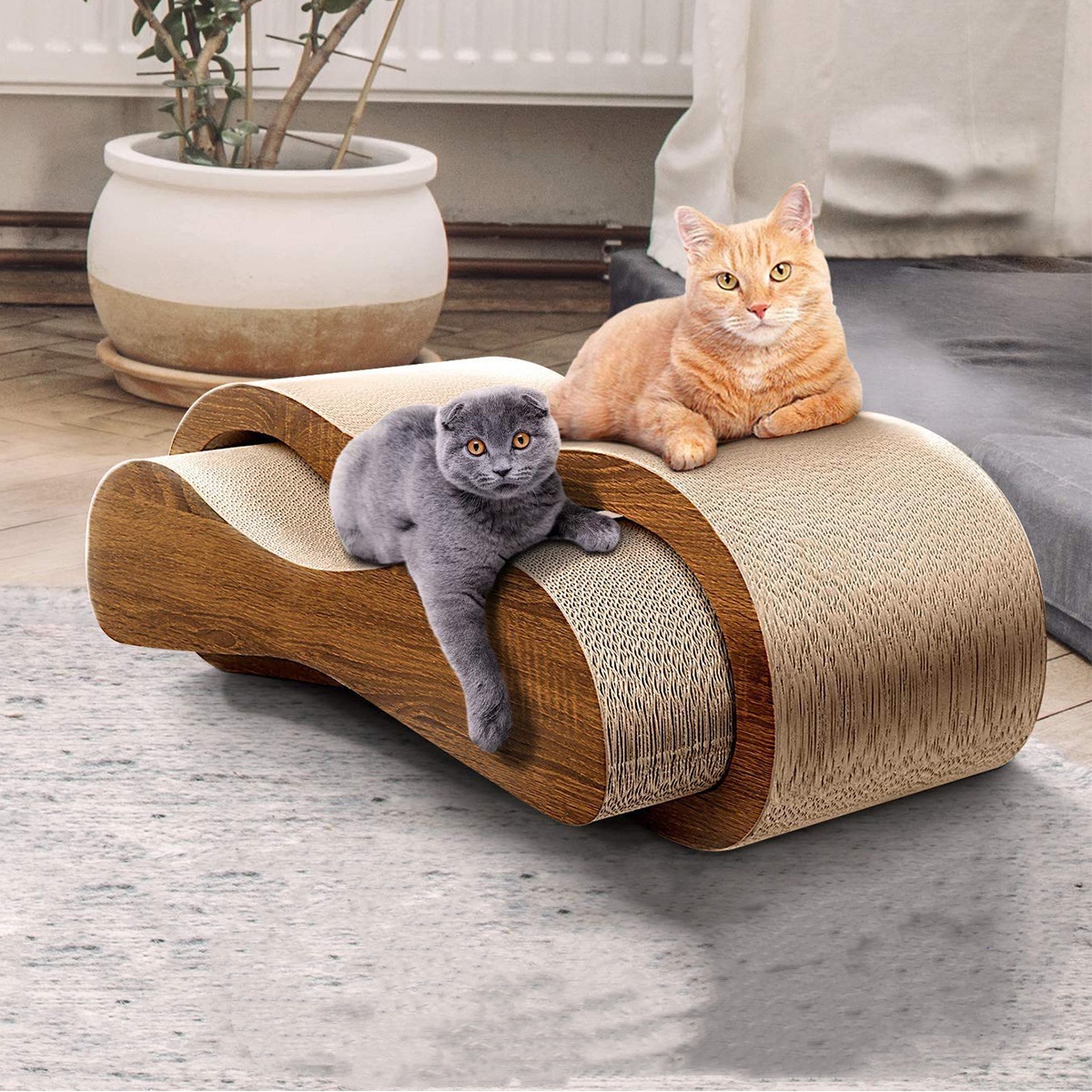 2-in-1 cat scratch board corrugated paper lounge chair bed board cat stool claw grinder artifact environmentally friendly corrugated paper cat scratch
