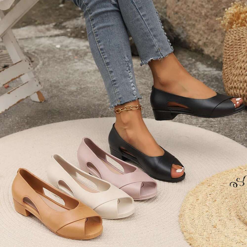Summer New Women's PVC Sandal Bag Fish Mouth Thick With Fashion Flat Casual Single Shoes