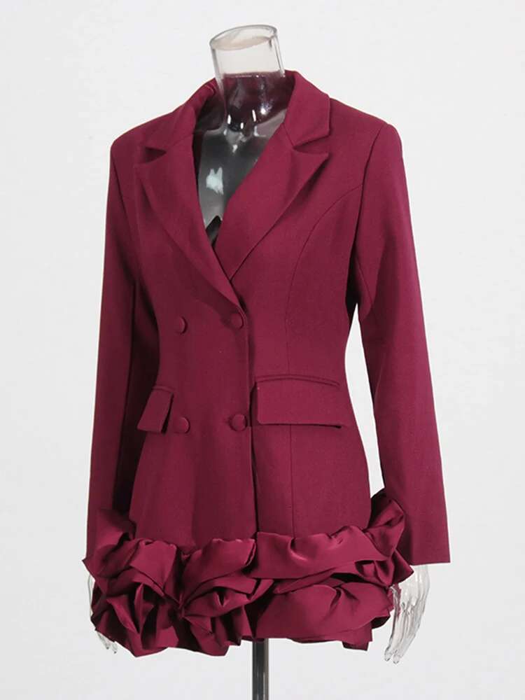 TWOTWINSTYLE Hit Color Designer Dresses For Women O Neck Long Sleeve High Waist Temperament Elegant Mini Dress Female Fashion