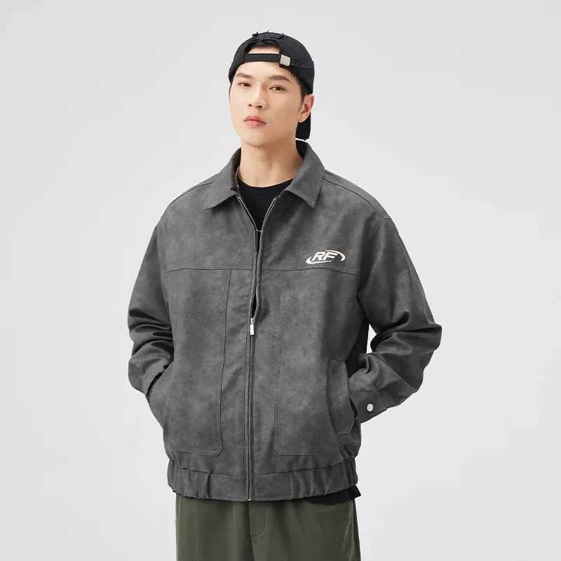 Loose-Fit Embroidered Motorcycle Maillard Jacket For Men And Womens Same Style Top PU Leather Autumn New Arrival Fashion CoatT250311
