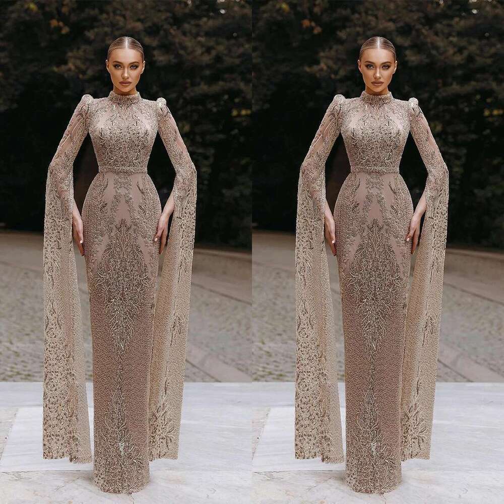 Essential Lace Mermaid Prom Elegant Hign Neck Dresses, Up To The or, Beading Formal Dress