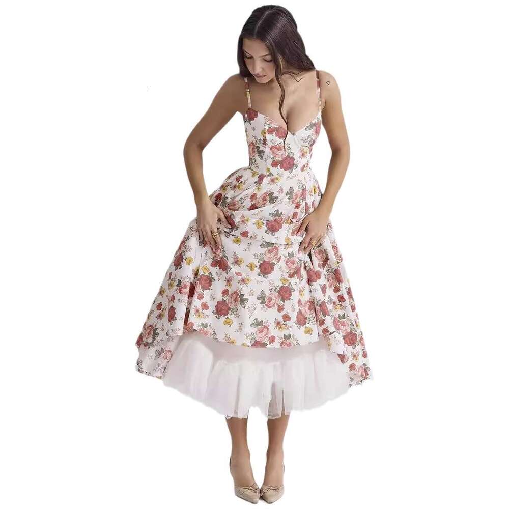 summer European and American high-end princess French mesh large swing double-layer suspender dress for women 2025 new casual fashion trend clothing