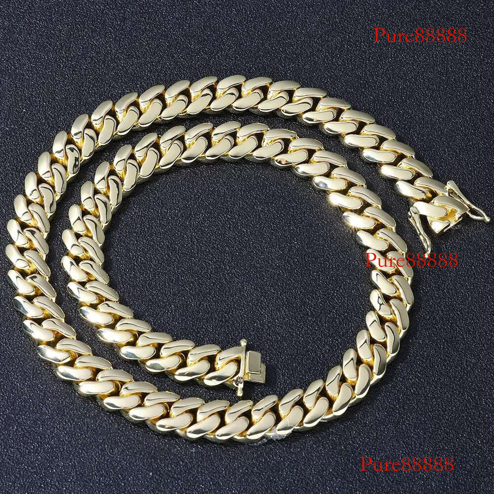 Customized 12MM Miami Cuban k Chain Necklace for Men Women with Deep Carving 14K Solid Gold Plated Monaco Hip Hop Jewelry