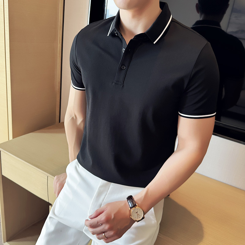 cotton short sleeved polo business casual high-end shirt collar T-shirt ice silk summer men's antibacterial tracksuit