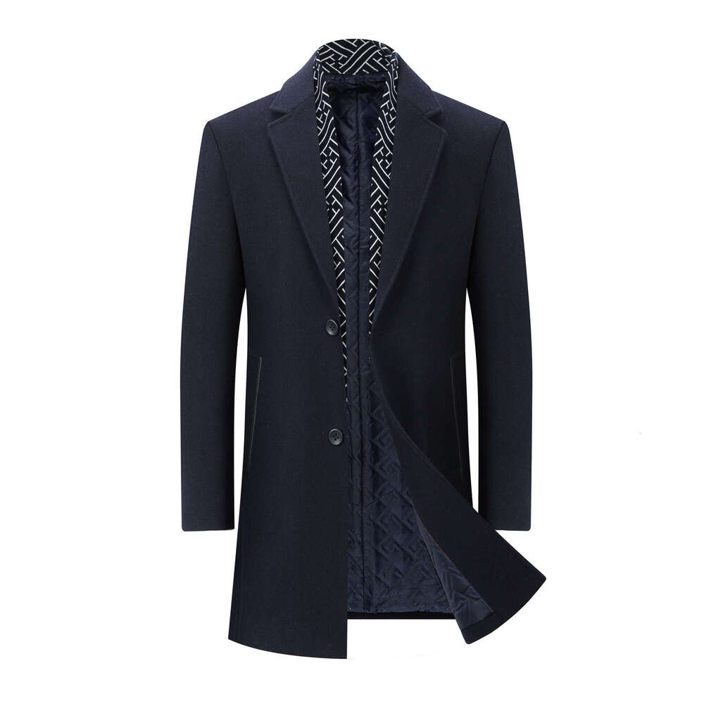 2023 Autumn/Winter New Windbreaker Suit Collar Business Casual Mid Length Dad's Fur Coat Men's