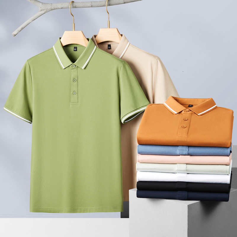 Short sleeved polo business casual high-end shirt collar T-shirt ice silk summer trend men's 5A antibacterial tracksuit