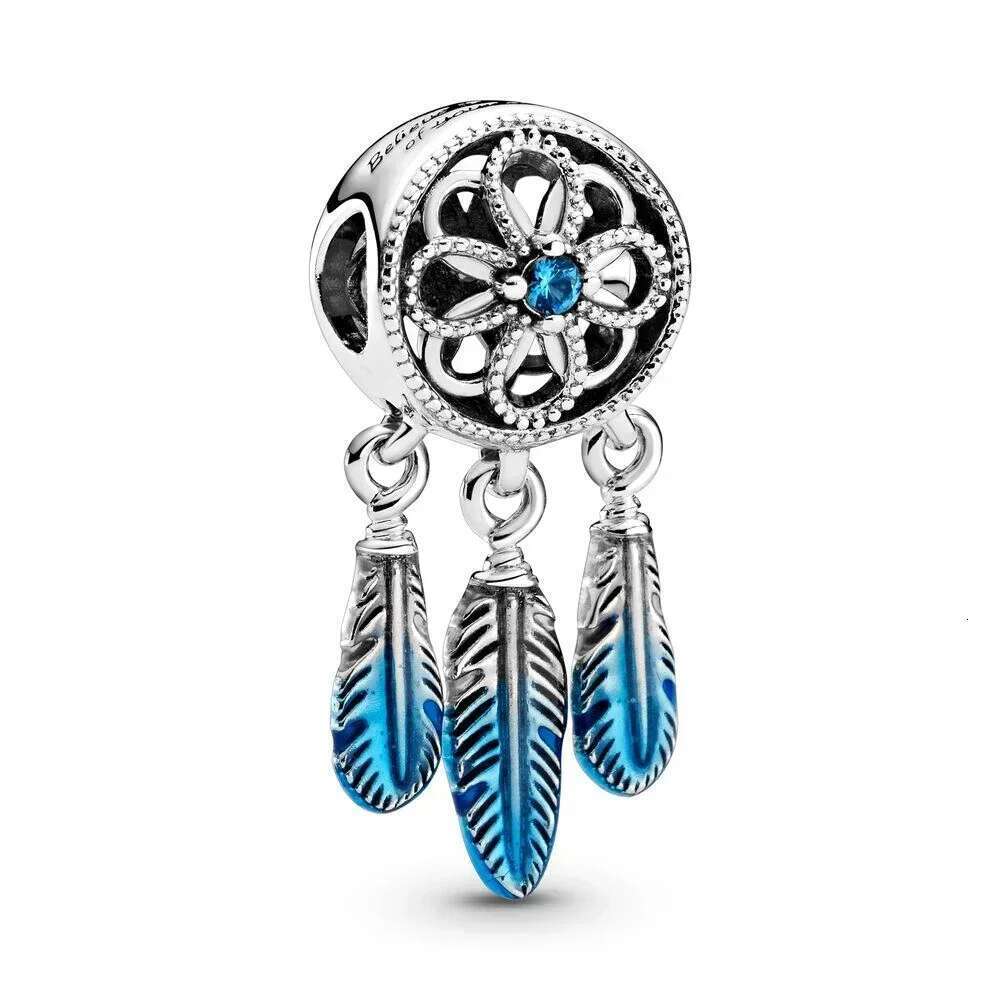 2021 New 925 Sterling Silver Pretty Heart Mum Blue Dreamcatcher Charm Artist's Palette Dangle Charm Bracelet Gift