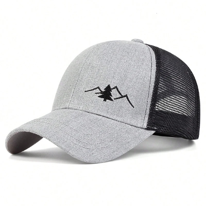 Neutral casual baseball cap sports snap mountain embroidery hiphop summer breathable mesh 250311