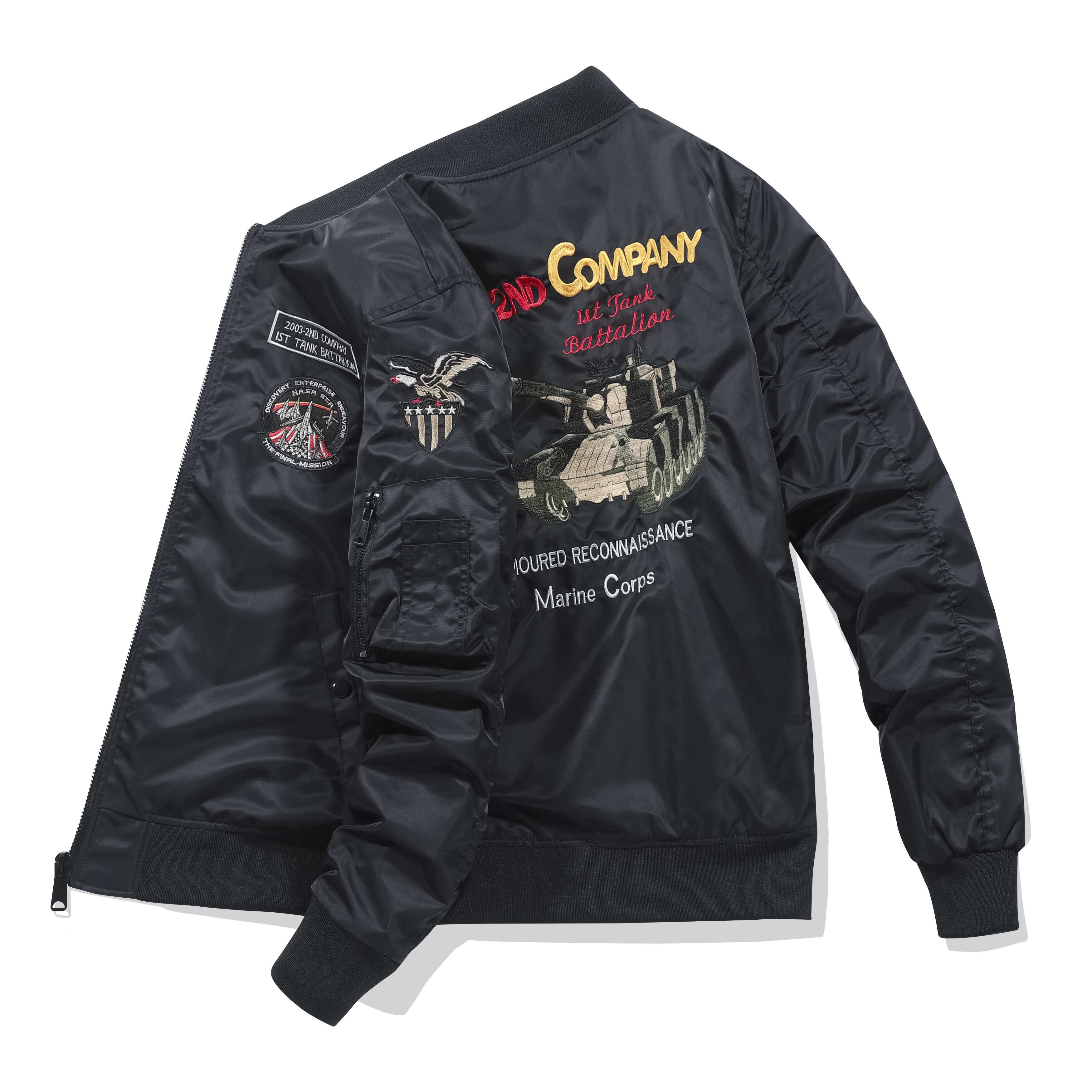 American Retro Ma1 Pilot Men's Embroidered Baseball Jacket, Spring And Autumn Oversized Loose Work Cycg Jacket Trend