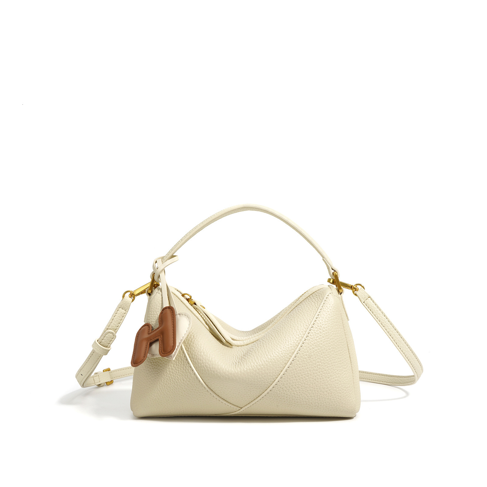 New Top Layer Boston 2025 Summer Simple Texture Cowhide Shoulder Crossbody Bag With Niche Design Sense