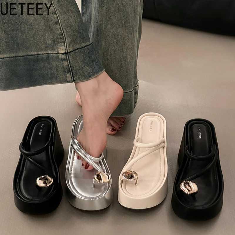 2025 Summer Platform Wedge High Heels Womens Flip up Five-clip Lace Beach Shoes Shoulder Straps Womens SlideXJ250311