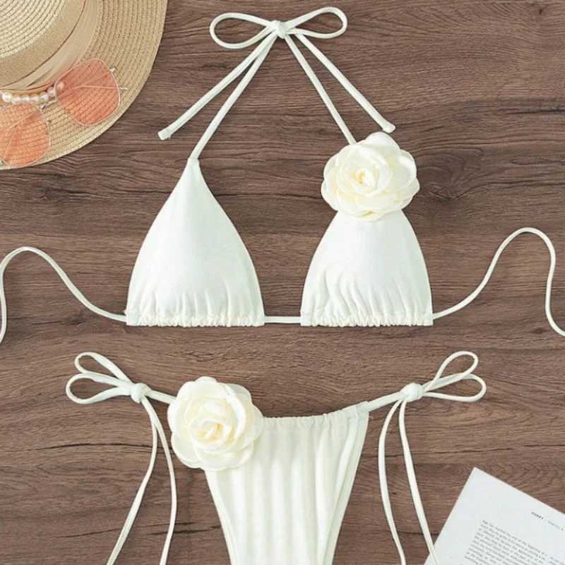 S - L Sexy 3D Flowers Halter Strappy Bikini Women Swimwear Female Swimsuit Two-pieces Bikini Set Bather Bathing Suit Swim T250602