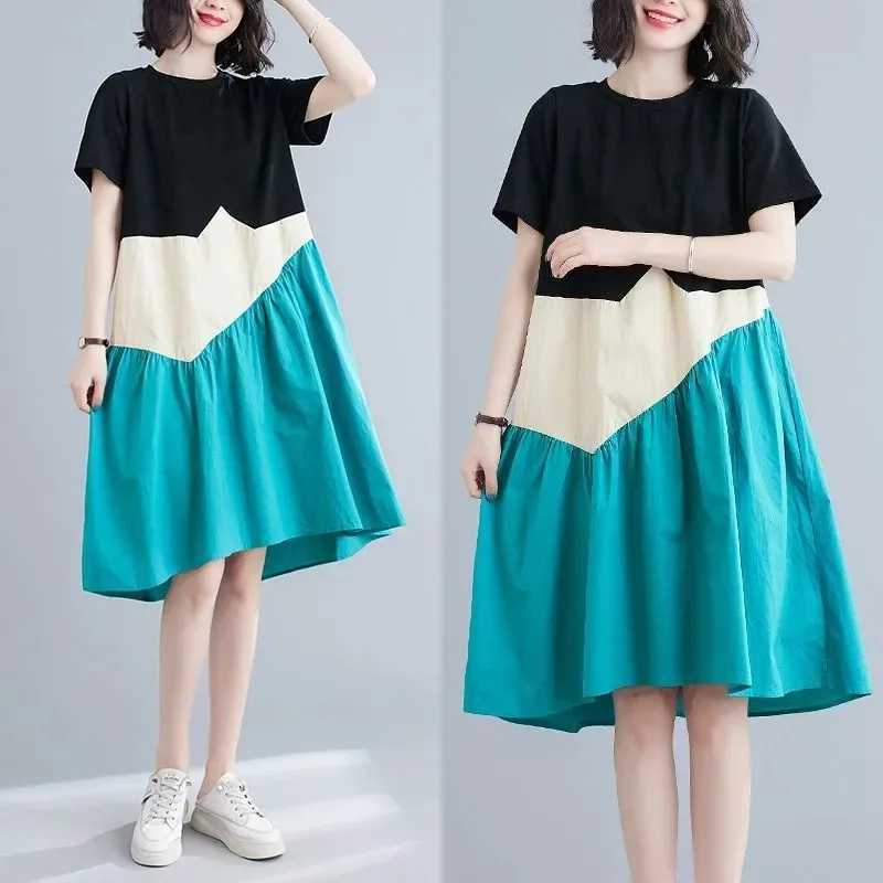 Maternity Dresses Women Cotton Short Sleeve Patchwork Summer Dress Elegant Pregnant Mother Clothing Fashion Designer CostumesT250311