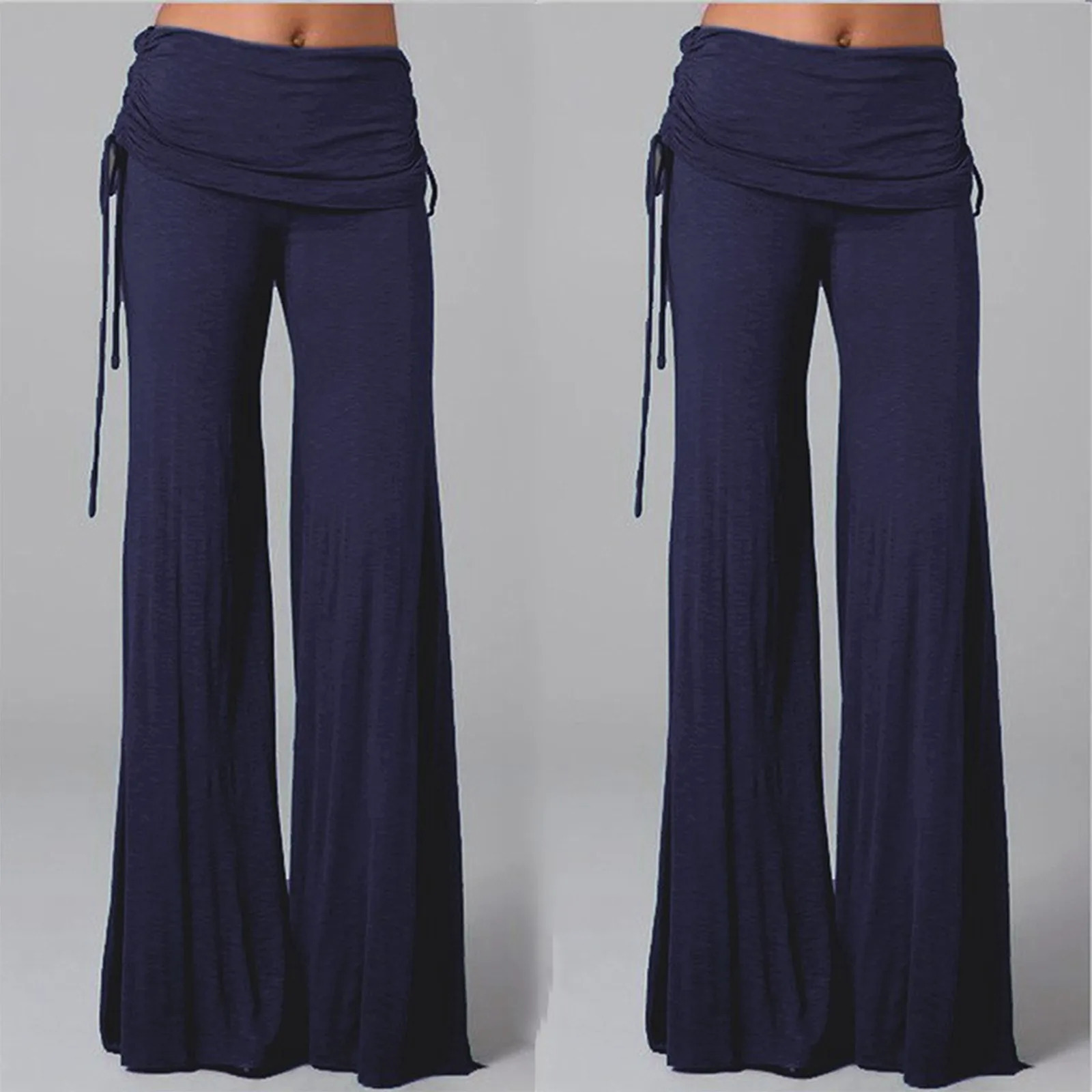 Womens Long Flare Pants Autumn Fashion Casual Wide Leg Solid Color Loose Trousers Female Comfortable Dance Yoga Trousers 250305